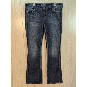 Silver Jeans Frances 18" Bootcut Flare Size Womens 33x33 Low Rise Dark Wash